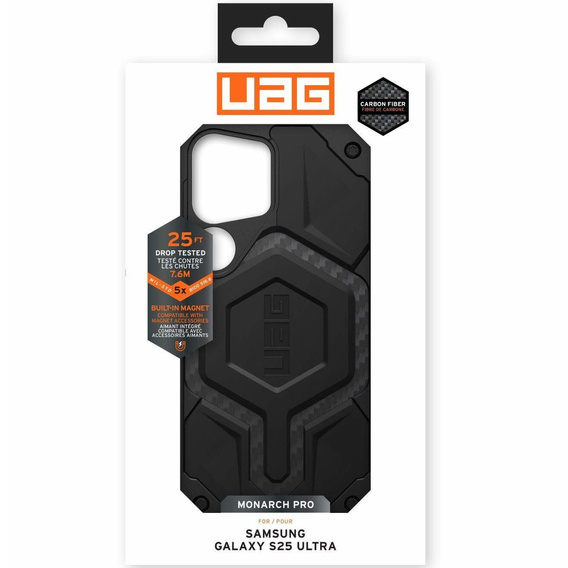 Urban Armor Gear case for Galaxy S25 Ultra, Monarch Pro MagSafe, carbon black
