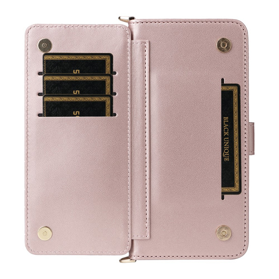 Crossbody Leather Wallet flip case for Honor 400 5G, pink