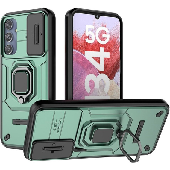Case for Samsung Galaxy M34, KickStand Camera Lens, green