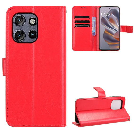 Flip case for Motorola Edge 50 Neo / Motorola ThinkPhone 25, Crazy Horse Wallet, red