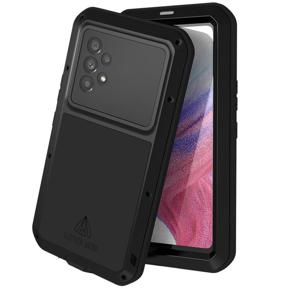 Love Mei Case for Samsung Galaxy A53 5G, armored with glass, black