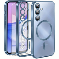 Case for Samsung Galaxy A15 4G/5G, Electro MagSafe, blue + Screen Glass