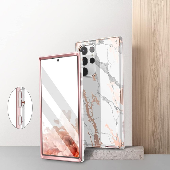 Case for Samsung Galaxy S22 Ultra, Suritch Full Body Marble, white