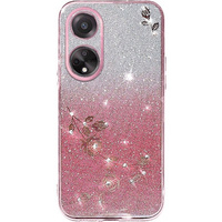 Case for Oppo A78 4G, Glitter Flower, pink rose gold