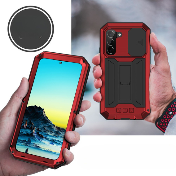 Armored case for Samsung Galaxy S22, R-JUST CamShield Slide, red