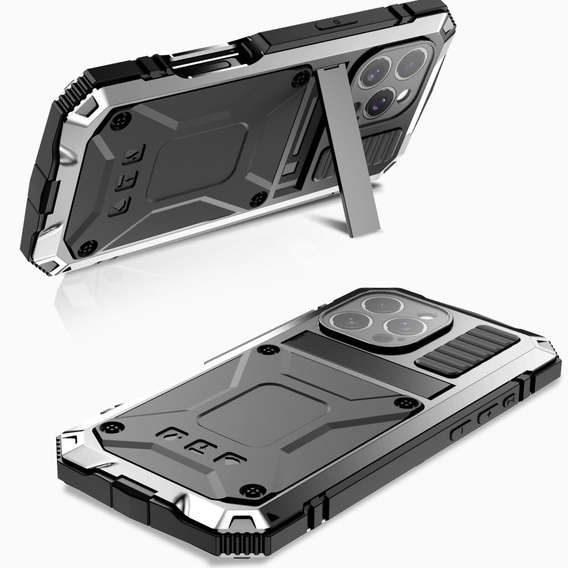 Armored case for iPhone 16 Pro, R-JUST, silver