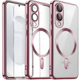 Case for Samsung Galaxy S25 Edge, Electro MagSafe, pink rose gold + Screen Glass