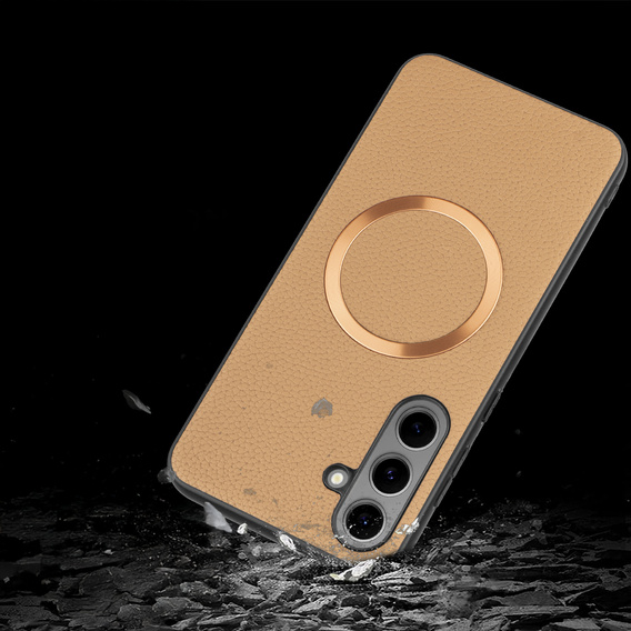 Case for Samsung Galaxy S24 FE, Leather Hybrid MagSafe, gold