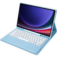 Case + keyboard Samsung Galaxy Tab S9+, Leather Pen Slot, light blue