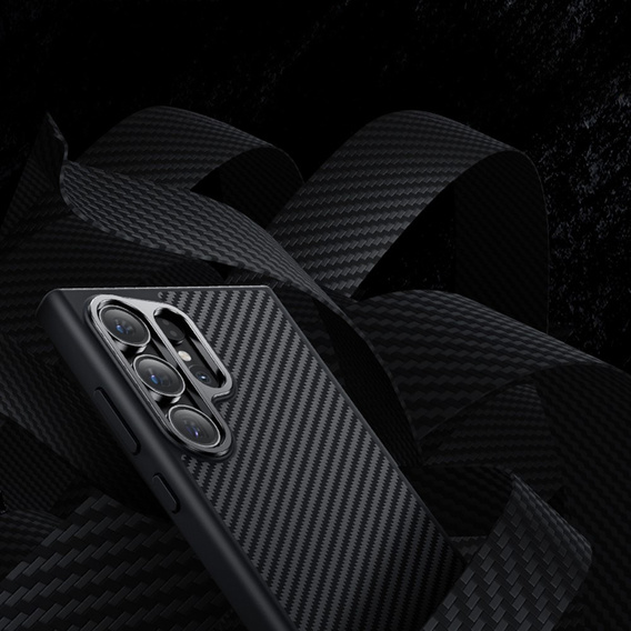 BENKS Kevlar Case for Samsung Galaxy S24 Ultra, for MagSafe, Carbon Fiber, black
