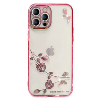 Case for iPhone 15 Pro, Glitter Flower, red