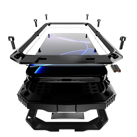 R-JUST case with stand and built-in glass for iPhone 17 Pro