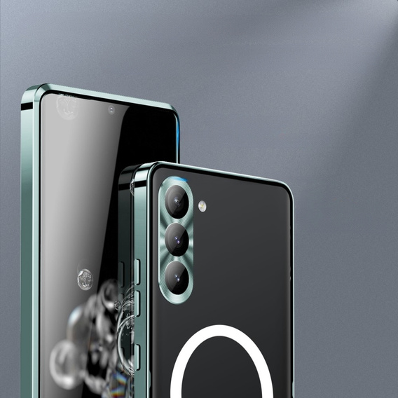 Camera Protection Case for Samsung Galaxy S23, CamShield MagSafe, transparent / green