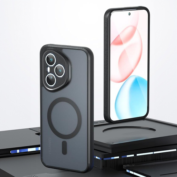 Case for Honor 400 Pro 5G, for MagSafe, ERBORD Matt Case, black + Screen Glass