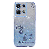 Case for Infinix Note 30 Pro 4G, Glitter Flower, blue