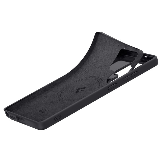 Spigen Case for Samsung Galaxy S25 Ultra, Silicone Fit Mag, black + Tempered Glass