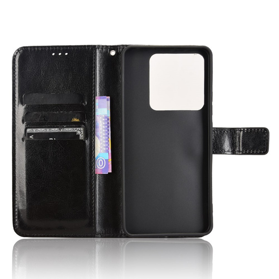 Flip case for Xiaomi Poco M7 Pro 5G, Crazy Horse Wallet, black