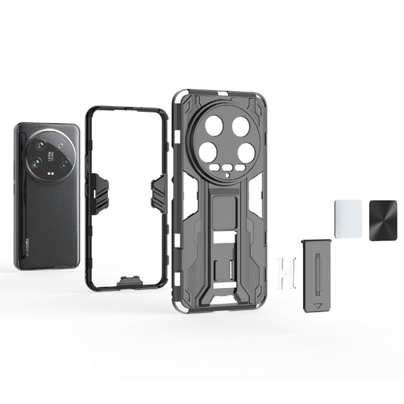 Case for Xiaomi 14 Ultra, Military kickstand, black