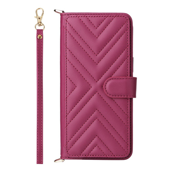Crossbody Leather Wallet flip case for Xiaomi Redmi A5, maroon