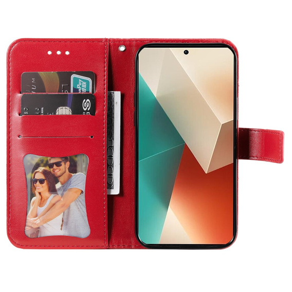 Flip case for Xiaomi Redmi Note 13 5G, Mandala, red