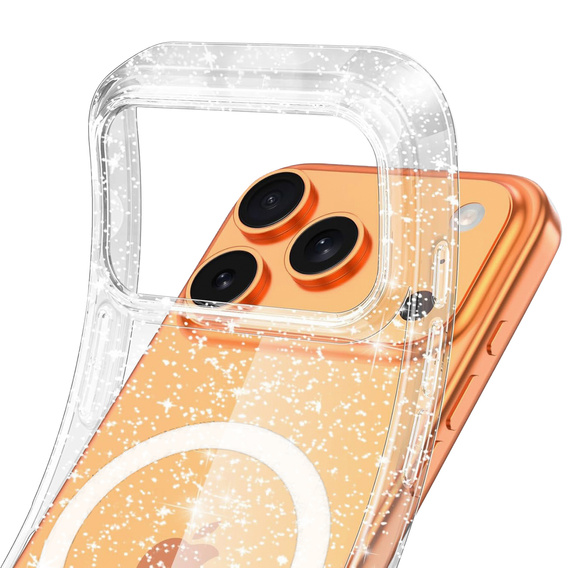 Case for iPhone 17 Pro Max, for MagSafe, glitter - transparent