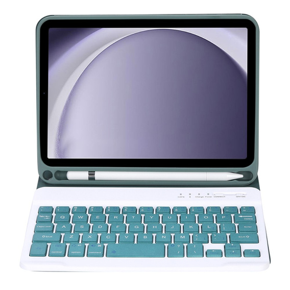 Case + keyboard Samsung Galaxy Tab A9, Leather Pen Slot, dark green