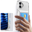 Case for iPhone 16 Plus, Card Holder Kickstand, transparent
