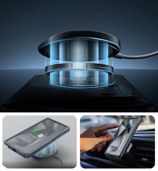 Armored case for Samsung Galaxy S25 Ultra, Dexnor CamProtect MagSafe, blue (Two frames)