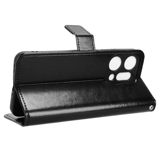 Flap case for Oppo Reno 14, textured Crazy Horse, black