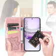 Flip case for Realme 14X / Realme C75, Butterfly, pink rose gold