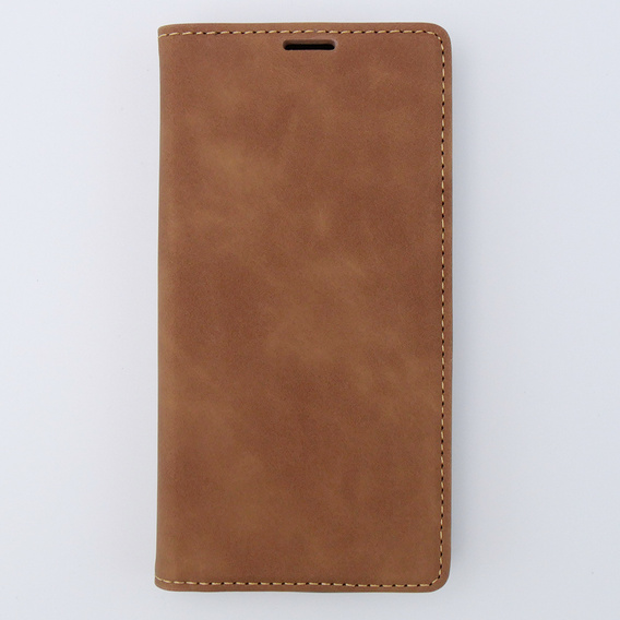 Case for iPhone 15, ERBORD Vintage, wallet with flap, brown