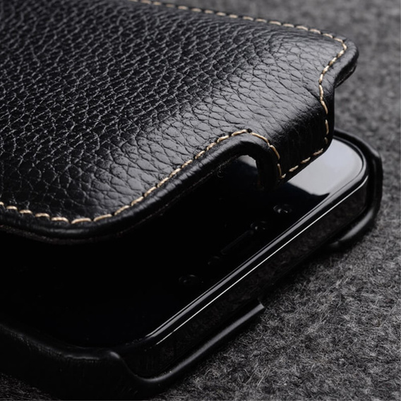 MELKCO flip case for iPhone 13 Pro Max, leather, flip, black