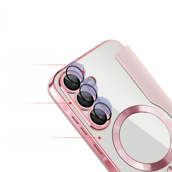 Flip case for Samsung Galaxy A56, RFID Wallet MagSafe CamShield, pink