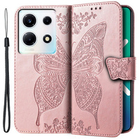 Flip case for Infinix Note 30 VIP, Butterfly, pink rose gold