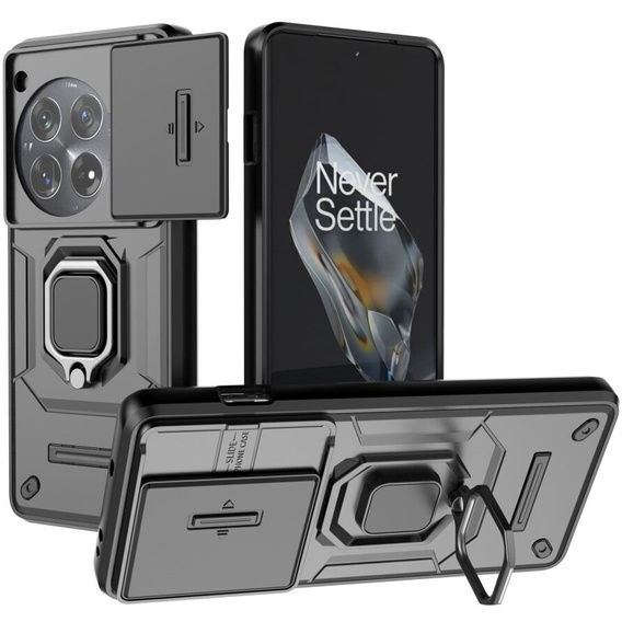 Case for OnePlus 12 5G, KickStand Camera Lens, black