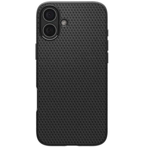 Spigen case for iPhone 16, Liquid Air, black + 9H Tempered Glass