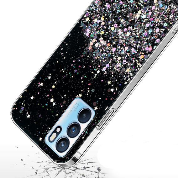 Case for OPPO Reno 6 5G, Glittery, black