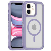 Case with frame for iPhone 11, for MagSafe, transparent / purple