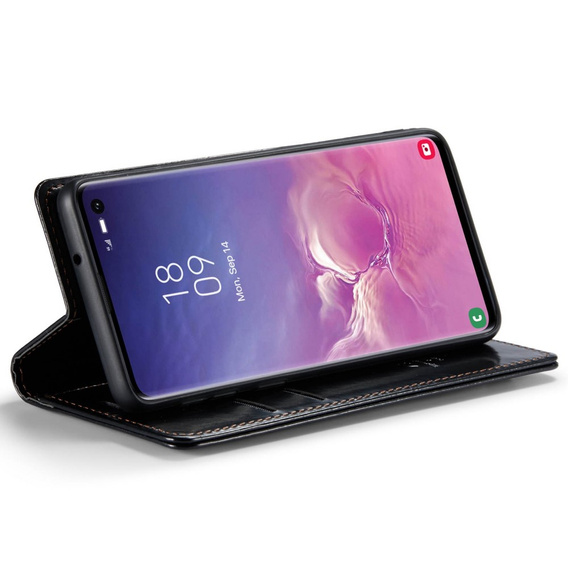 CASEME flip case for Samsung Galaxy S10+ Plus, Waxy Textublack, black