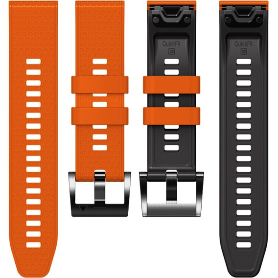 Silicone Strap for Garmin Fenix 7 / Forerunner 965 / 955 / 945 / 935, Orange / Black