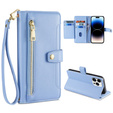 Flip case for iPhone 14 Pro Max, Wallet Zipper Pocket, blue