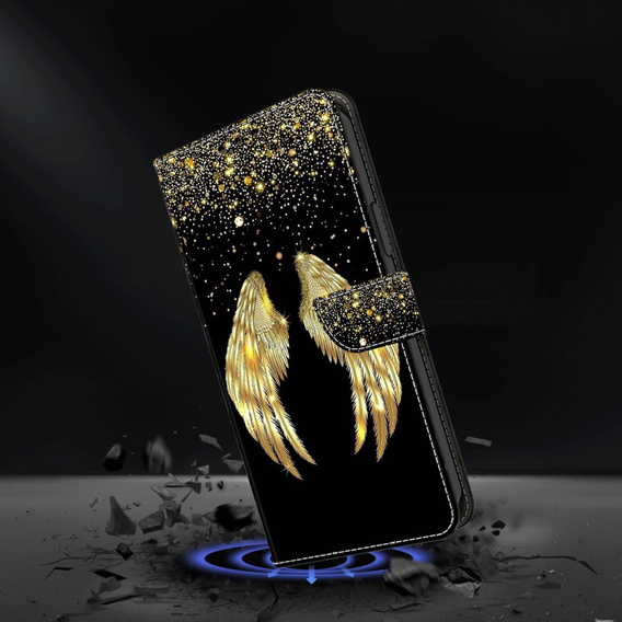Flip case for Xiaomi Redmi Note 12 4G, Wallet Wings, gold