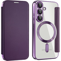 Flip case for Samsung Galaxy S25, RFID Wallet MagSafe CamShield, purple