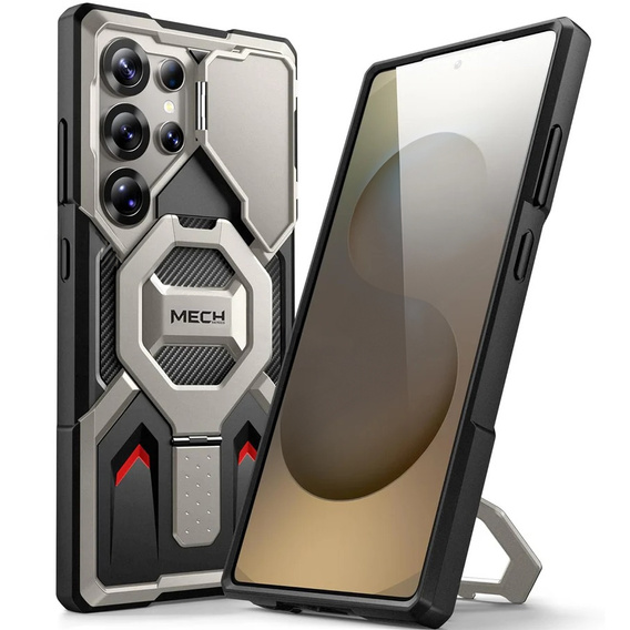 Case for Samsung Galaxy S25 Ultra Tongate MECH MagSafe Series - TiGrey + 9H Tempered Glass