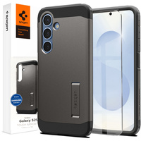 Spigen case for Samsung Galaxy S25+ Plus, Tough Armor Mag MagSafe, grey + 9H Tempered Glass