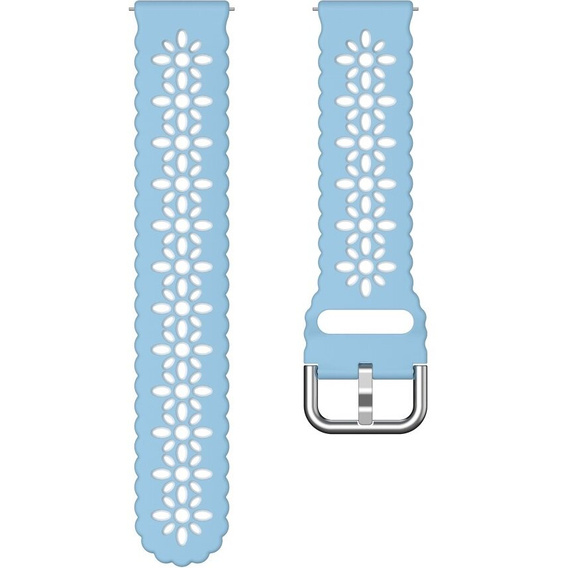 Universal 20mm Soft Hollowed-out Silicone Strap, blue/white