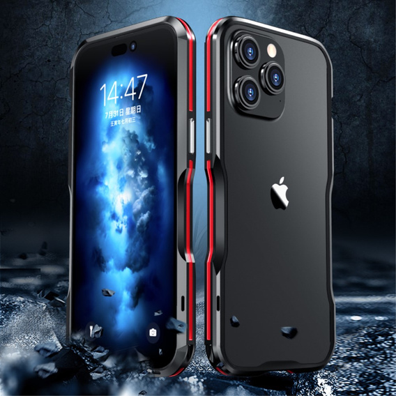 Case LUPHIE for iPhone 15 Pro, Armor Bumper, black / red