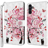 Flip case for Samsung Galaxy A14 4G/5G, Wallet, tree, white