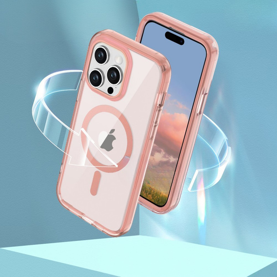 Case for iPhone 16 Pro Max, Shockproof Hybrid, with screen film, for MagSafe, pink