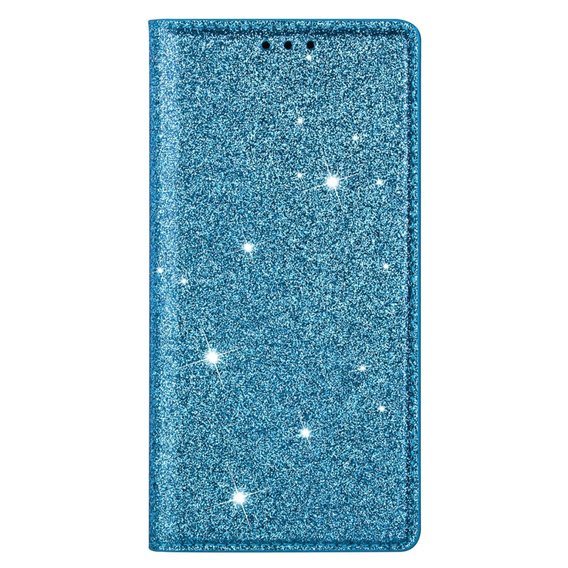 Flap case for iPhone 16E, Card Slot Glittery, blue